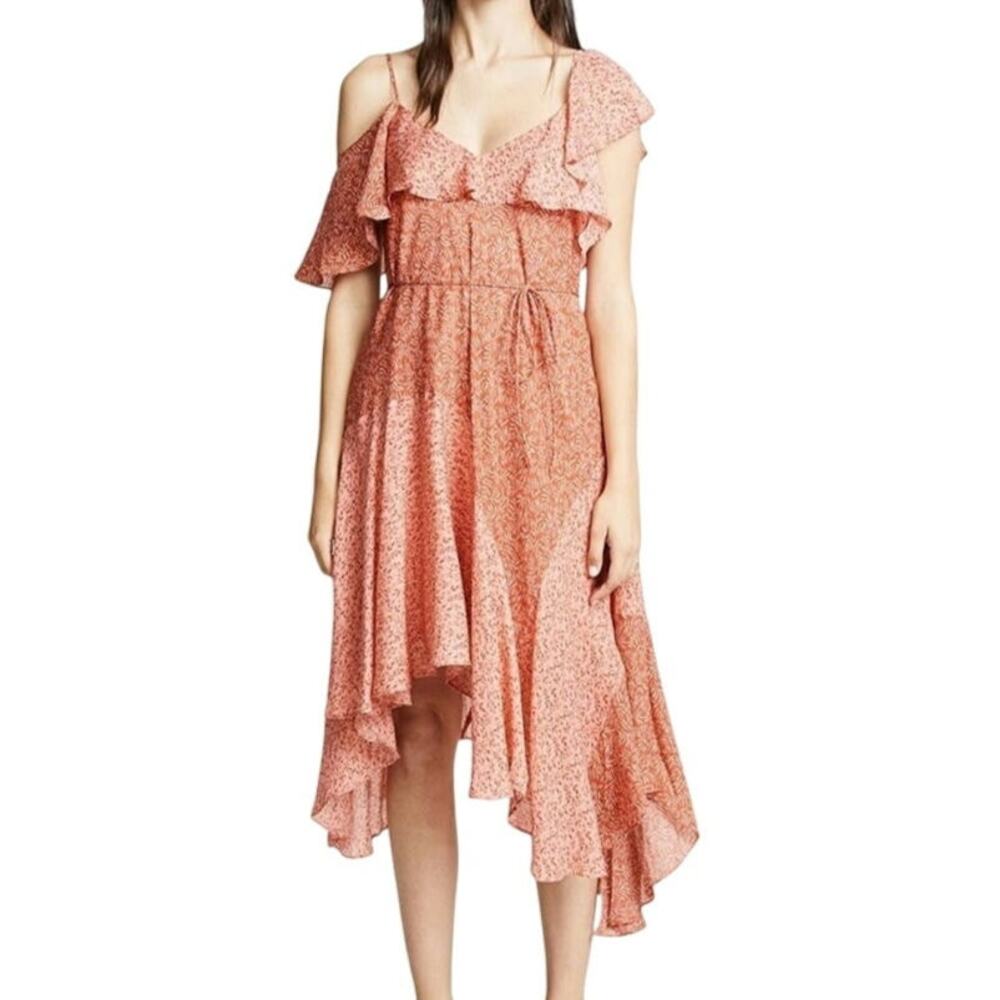 Joie Silk Dress Womens Small Asymmetrical Floral Fairy Coquette Cottage Bohemian